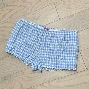 Edikted Light Blue Gingham Ruffle-Trim Shorts - Never worn!!!